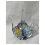 St. Clair Teapot Art Glass Paper Weight 4.5'