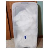 Plastic Tote w/Wheels and Contents
