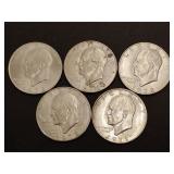 5 -Eisenhower dollars, 3 are 1972 D, 1 is 1972 no