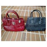 Two purses, one has coach tag, one is