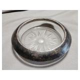 Glass coaster with sterling silver ring