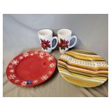 2- Christmas ceramic mugs, ceramic dinner plates