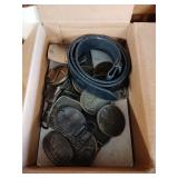 Belt buckles, leather belt