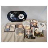 CDs, mostly country artists, cassette tapes