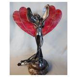 Lamp, stained glass wings, missing piece on base