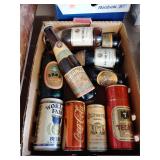 Vintage beer bottles, Coca Cola Cans