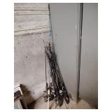 Fishing pole assortment, some are parts