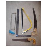 Hand saws, bow saws, metal square