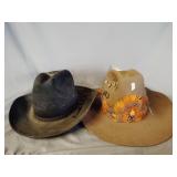 2- Cowboy hats, felt, need cleaned
