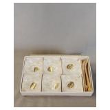 6- Bohemia Glass Salt Cellars With Spoons