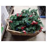 Lighted Christmas garland, Christmas decor, basket