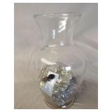 Clear glass vase 12', glass diamonds filler