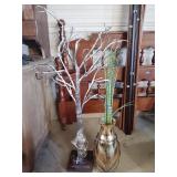 Faux tree 44', glass vase with faux grass 17'