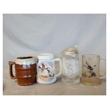 2- Ceramic beer mugs, glass beer steins