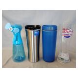 2- Thermos cups, plastic light up beer glass