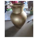 Gold-Tone Vase with Flared Rim, 13 Inches Tall