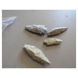 Four Stone Arrowheads or Projectile Points