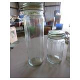 Three Glass Storage Jars with Wire Bale Lids