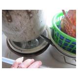 Metal Pots, Plastic Baskets, and Glass Jar Lot