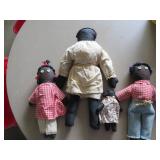 Four Handmade Cloth Dolls with Button Eyes