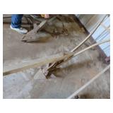 Vintage Wooden and Metal Plow with Curved Handle D