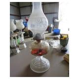 Glass Oil Lamp with Frosted Details and Etched Chi