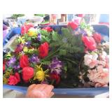 Large Tub of Assorted Artificial Flowers in Rubber