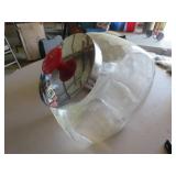 Glass Counter Jar with Red Knob Lid