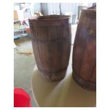 Two Wooden Barrels with Metal Bands