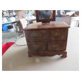 Wooden Music Box Table Lamp with Drawers and Shade