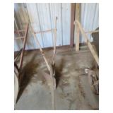 Manual Push Plow with Metal and Wooden Constructio