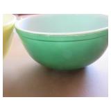 Pyrex Mixing Bowls and Clear Glass Divided Dishes