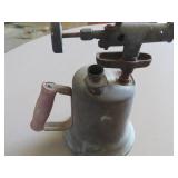 Vintage Brass Blow Torch with Wooden Handle and Ad