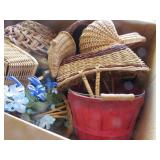 Wicker Baskets and Accessories in Large Box
