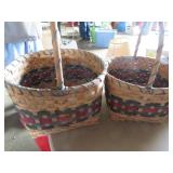 Three Handwoven Oval Baskets with Multicolor Accen