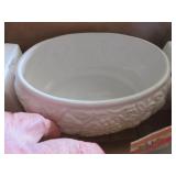 White Ceramic Tureen with Embossed Fruit Design an
