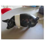Black and White Ceramic Pig Figurine