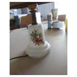 Milk Glass Lamp Base with Floral Design, Requires