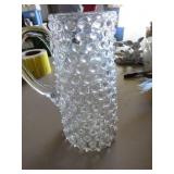 Clear Glass Hobnail Textured Pitcher with Handle