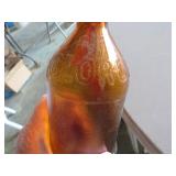 Two Vintage Glass Bottles, Amber and Clear