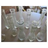 Clear Glass Bud Vases in Varied Designs