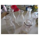 Embossed Glass Milk Bottles, Various Brands