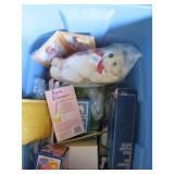 Household Items and Collectibles in Storage Bin