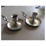 Silver Tone Metal Chamberstick Candle Holders
