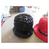 2 Women's Straw Hats: Black and Red, Including Bet
