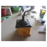 Hand-Crank Coffee Grinder With Wooden Base and Met