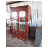 Mahogany Cabinet with Mirrored Doors and Lower Sto