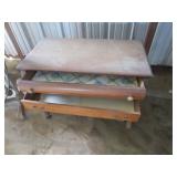 Two-Drawer Wooden Sideboard with Painted Interior