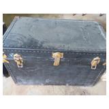 Vintage Black Storage Trunk with Brass Hardware an