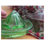 Boxed Lot with Green Glass Reamer, Clear Glass Lam